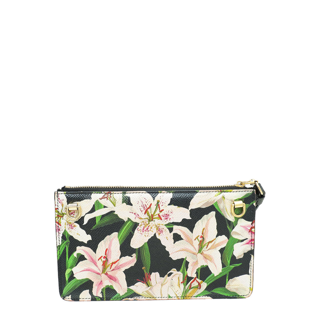 Dolce & Gabbana Black Multicolor Floral Print Flap Chain Crossbody Bag