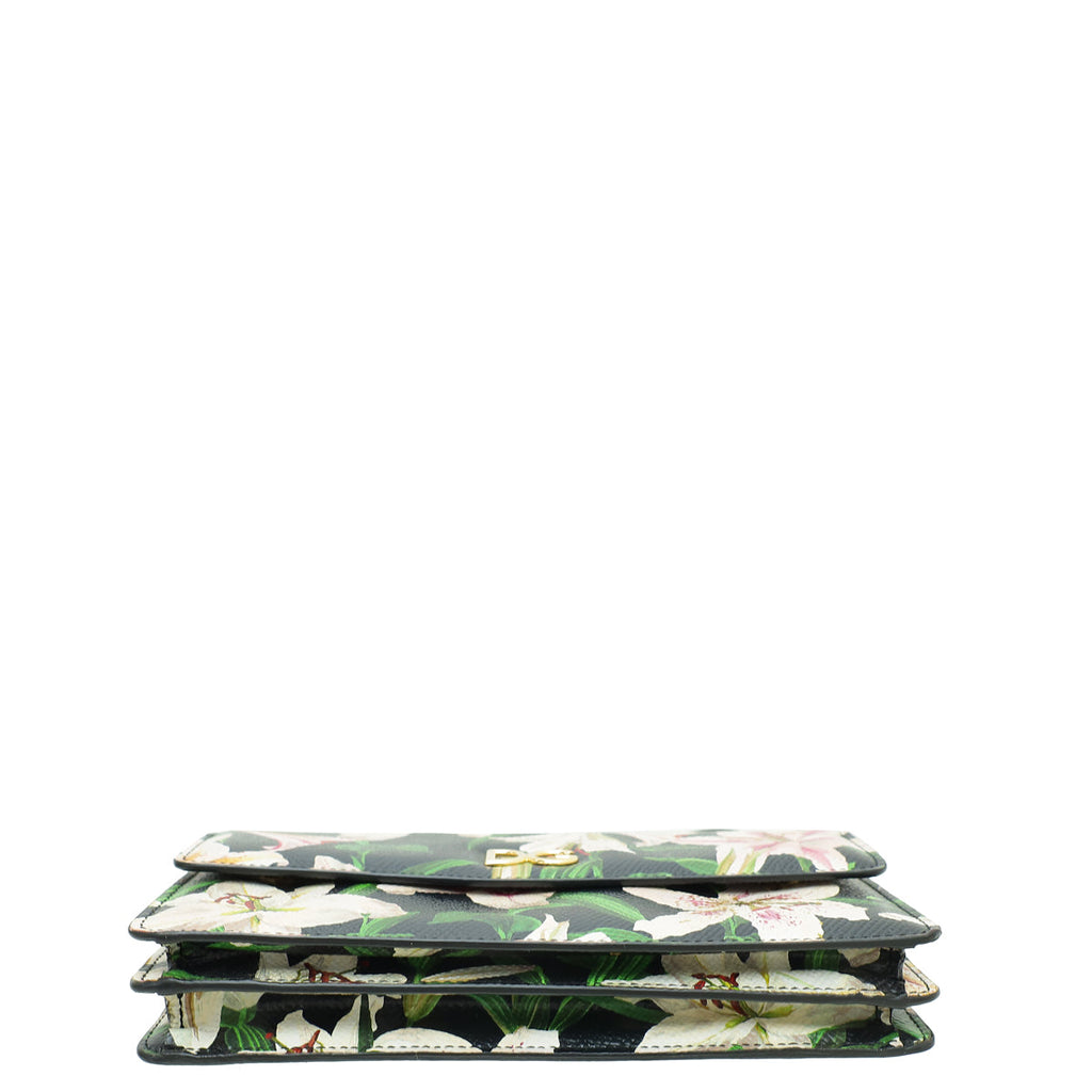 Dolce & Gabbana Black Multicolor Floral Print Flap Chain Crossbody Bag