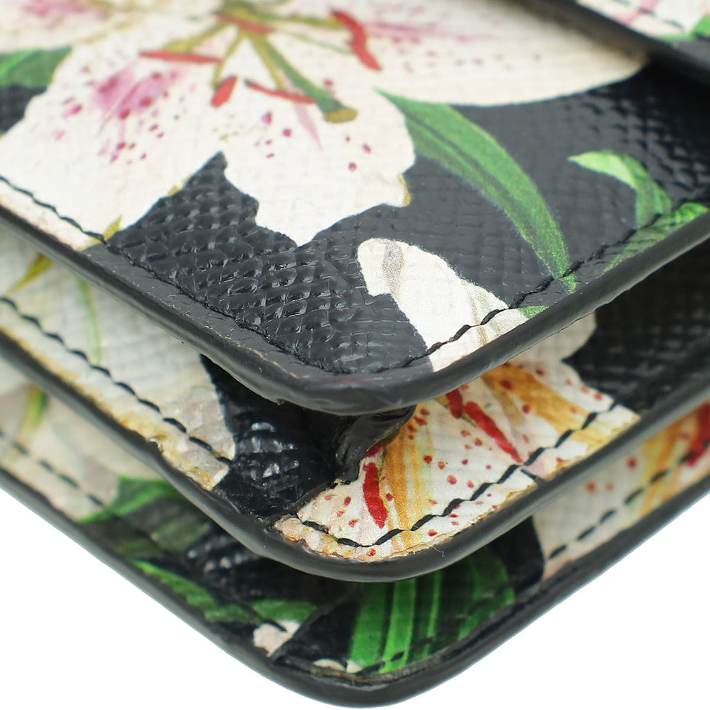 Dolce & Gabbana Black Multicolor Floral Print Flap Chain Crossbody Bag