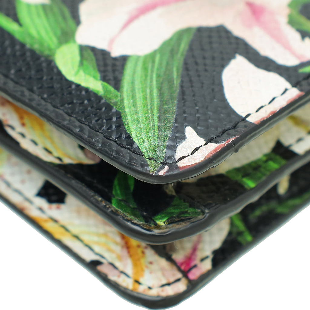 Dolce & Gabbana Black Multicolor Floral Print Flap Chain Crossbody Bag
