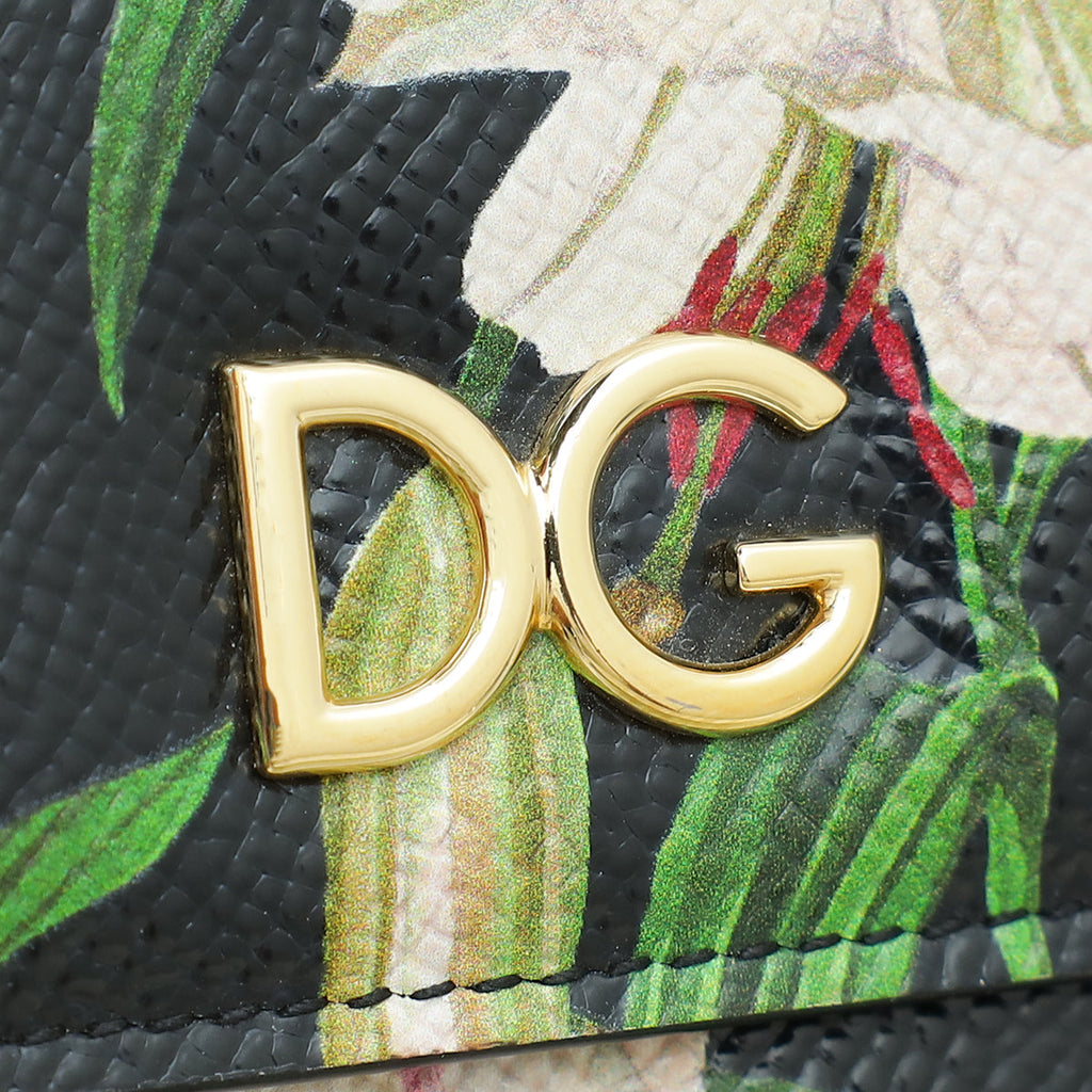 Dolce & Gabbana Black Multicolor Floral Print Flap Chain Crossbody Bag