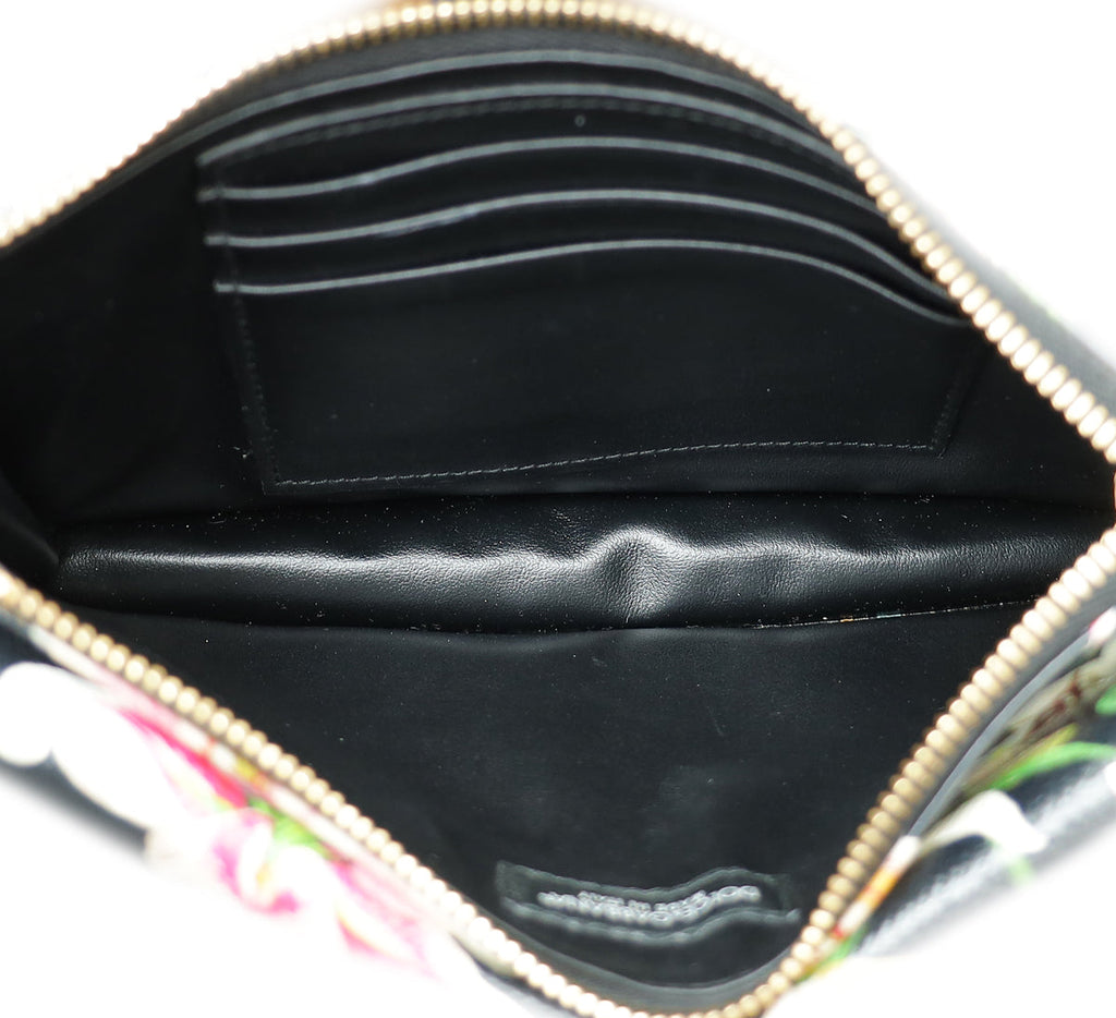 Dolce & Gabbana Black Multicolor Floral Print Flap Chain Crossbody Bag