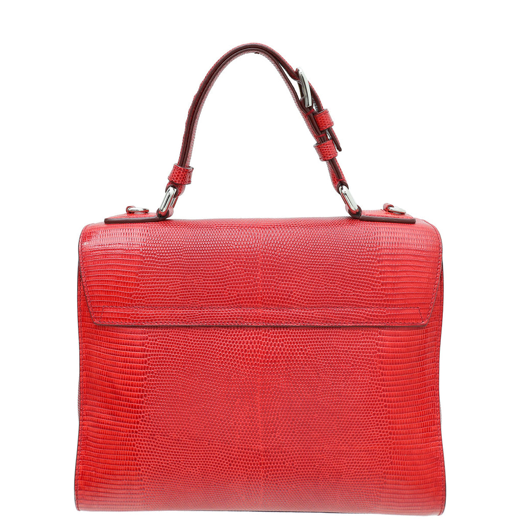 Dolce & Gabbana Red Lizard Print Miss Monica Top Handle Medium Bag