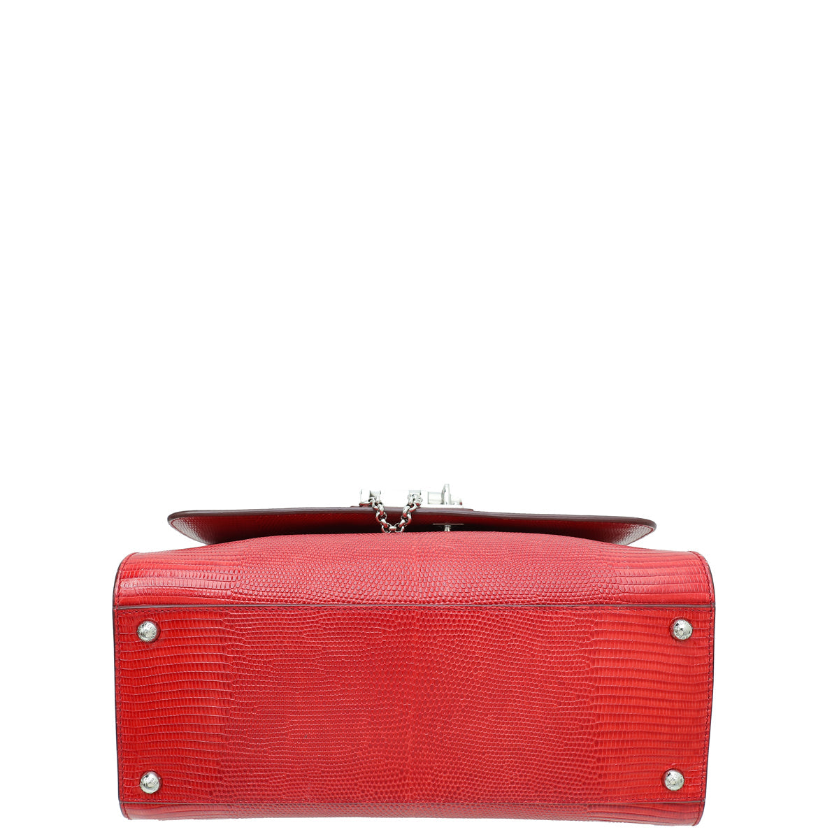 Dolce & Gabbana Red Lizard Print Miss Monica Top Handle Medium Bag