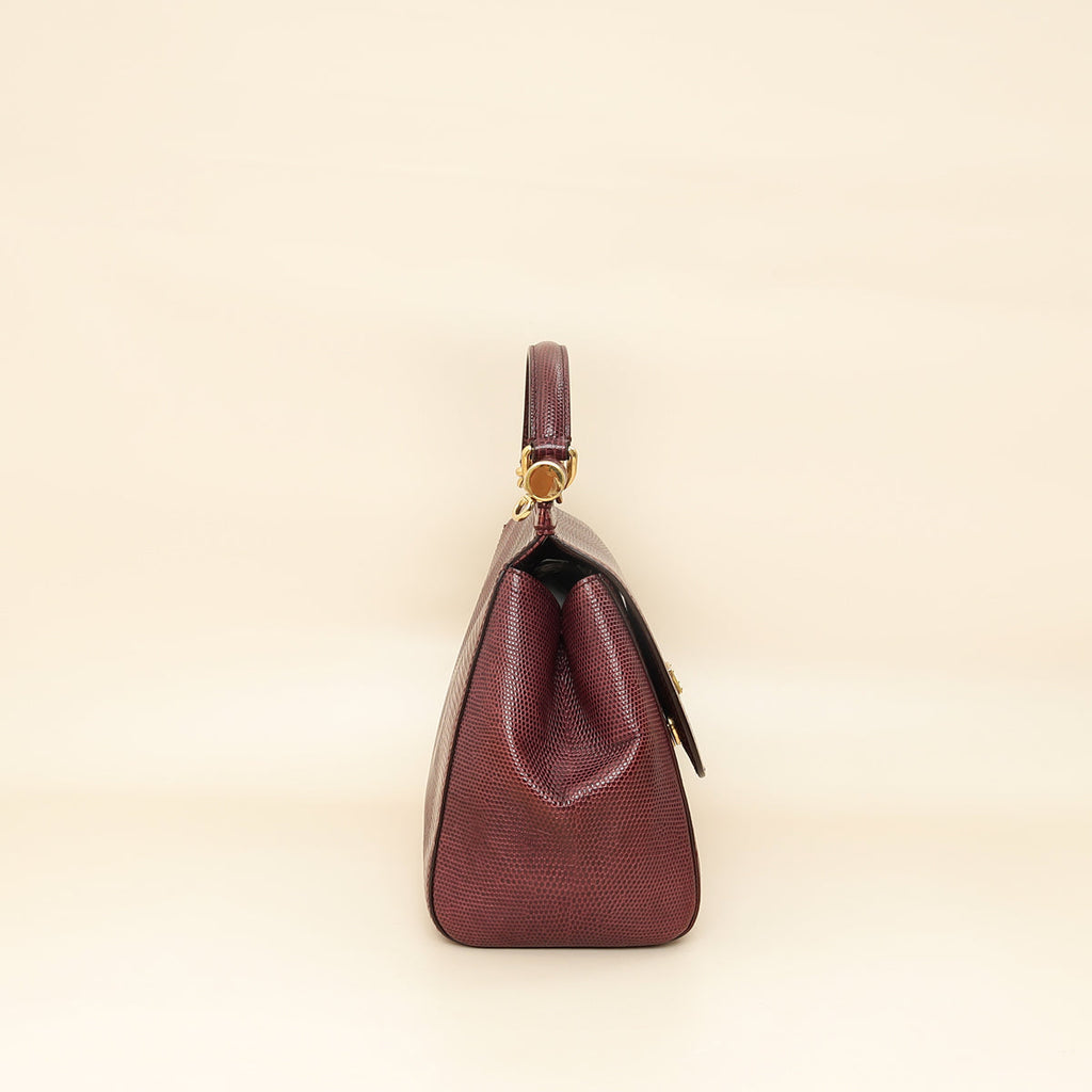 Dolce & Gabbana Burgundy Sicily Iguana Print Medium Bag