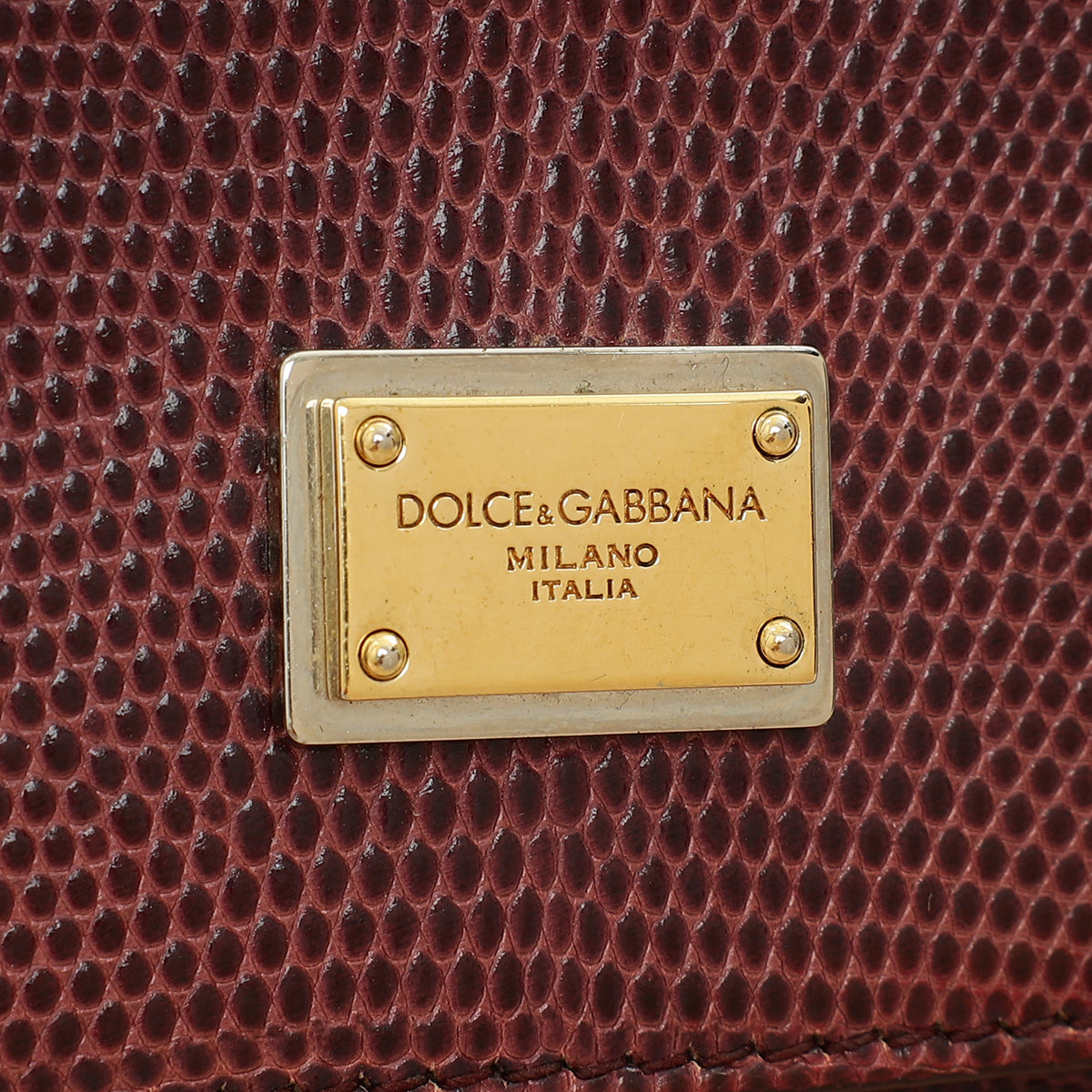 Dolce & Gabbana Burgundy Sicily Iguana Print Medium Bag