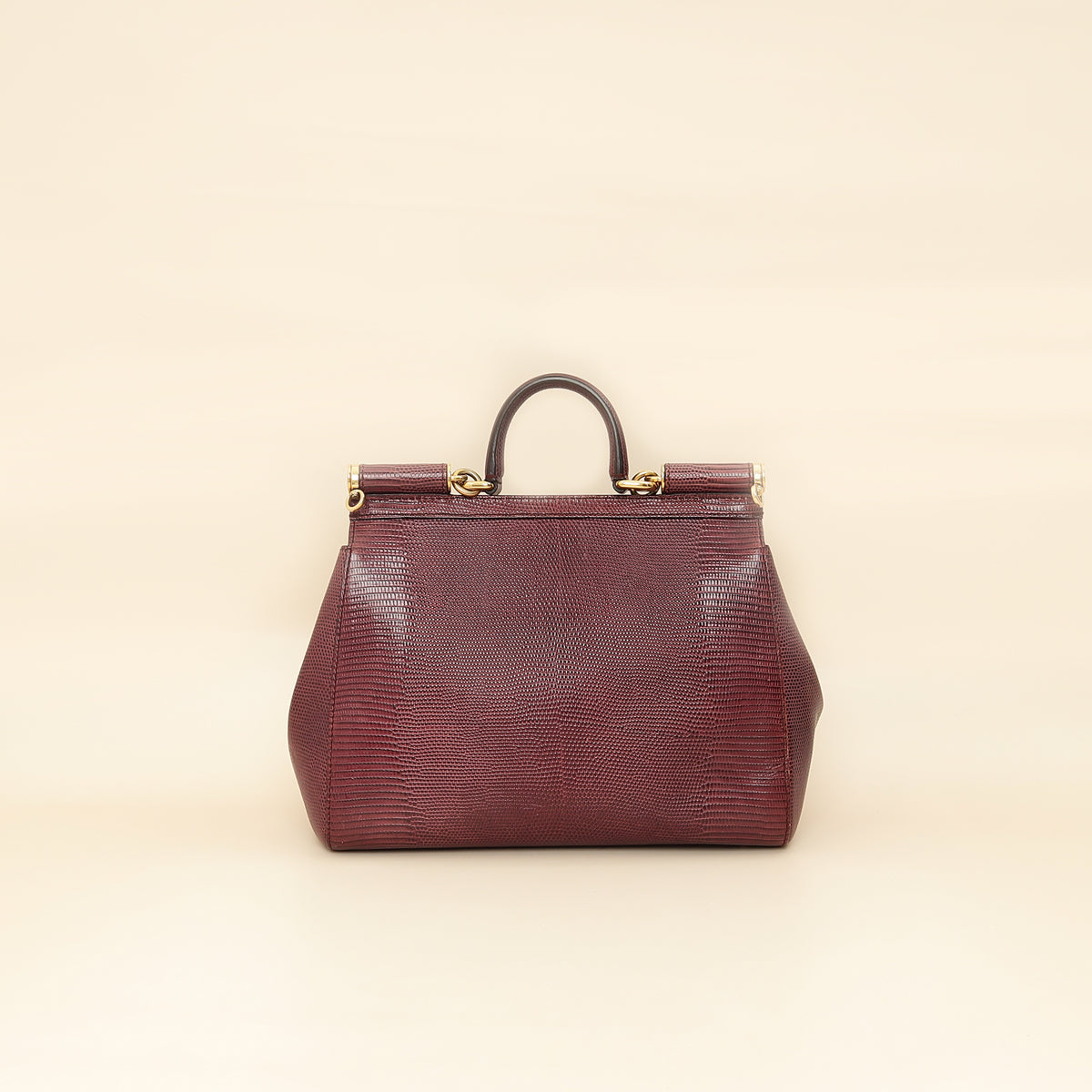 Dolce & Gabbana Burgundy Sicily Iguana Print Medium Bag