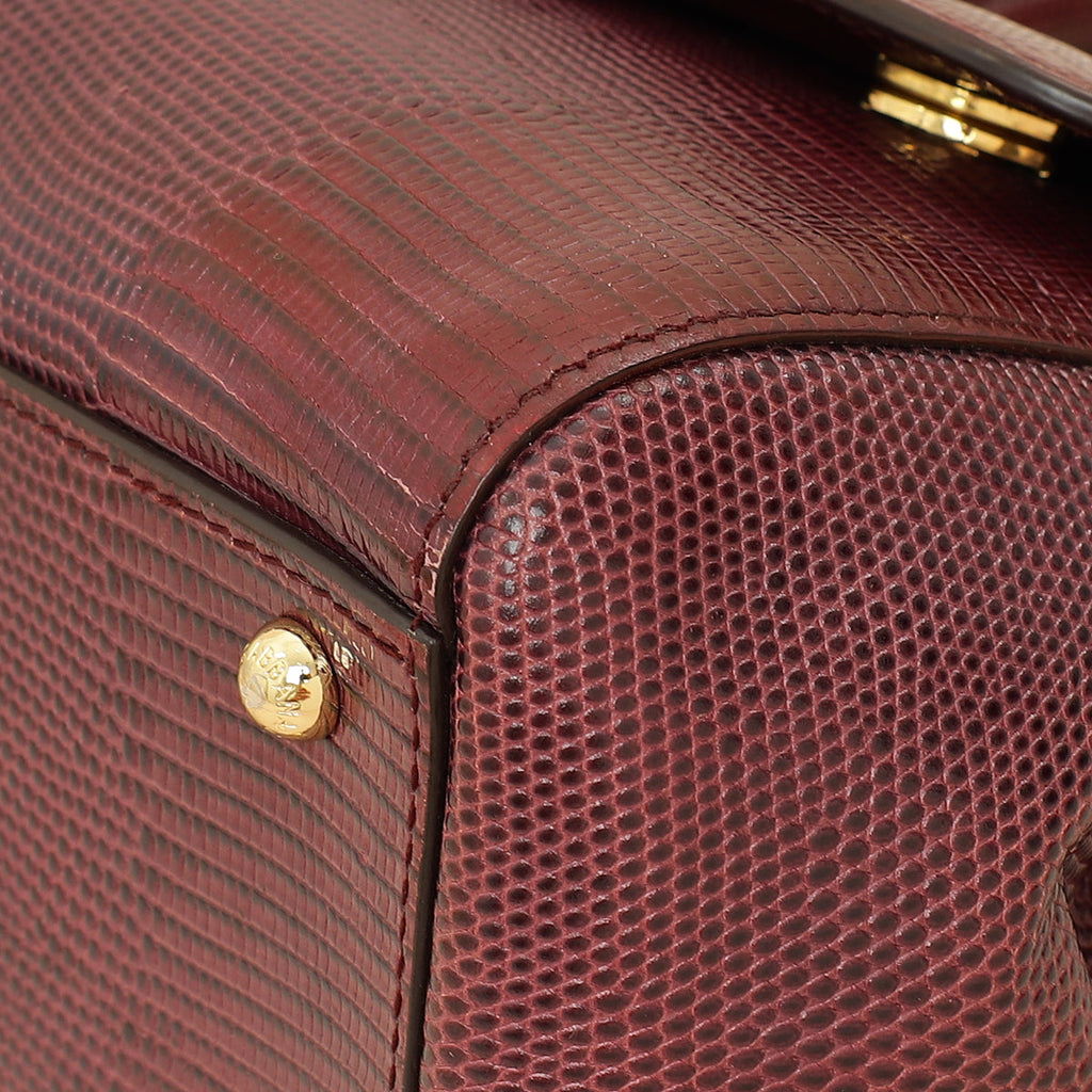 Dolce & Gabbana Burgundy Sicily Iguana Print Medium Bag