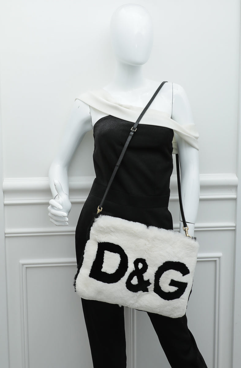 Dolce & Gabbana Bicolor DG Eco Fur Cleo Crossbody Bag