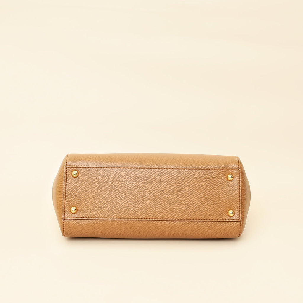 Dolce & Gabbana Brown Sicily Dauphine Medium Flap Bag