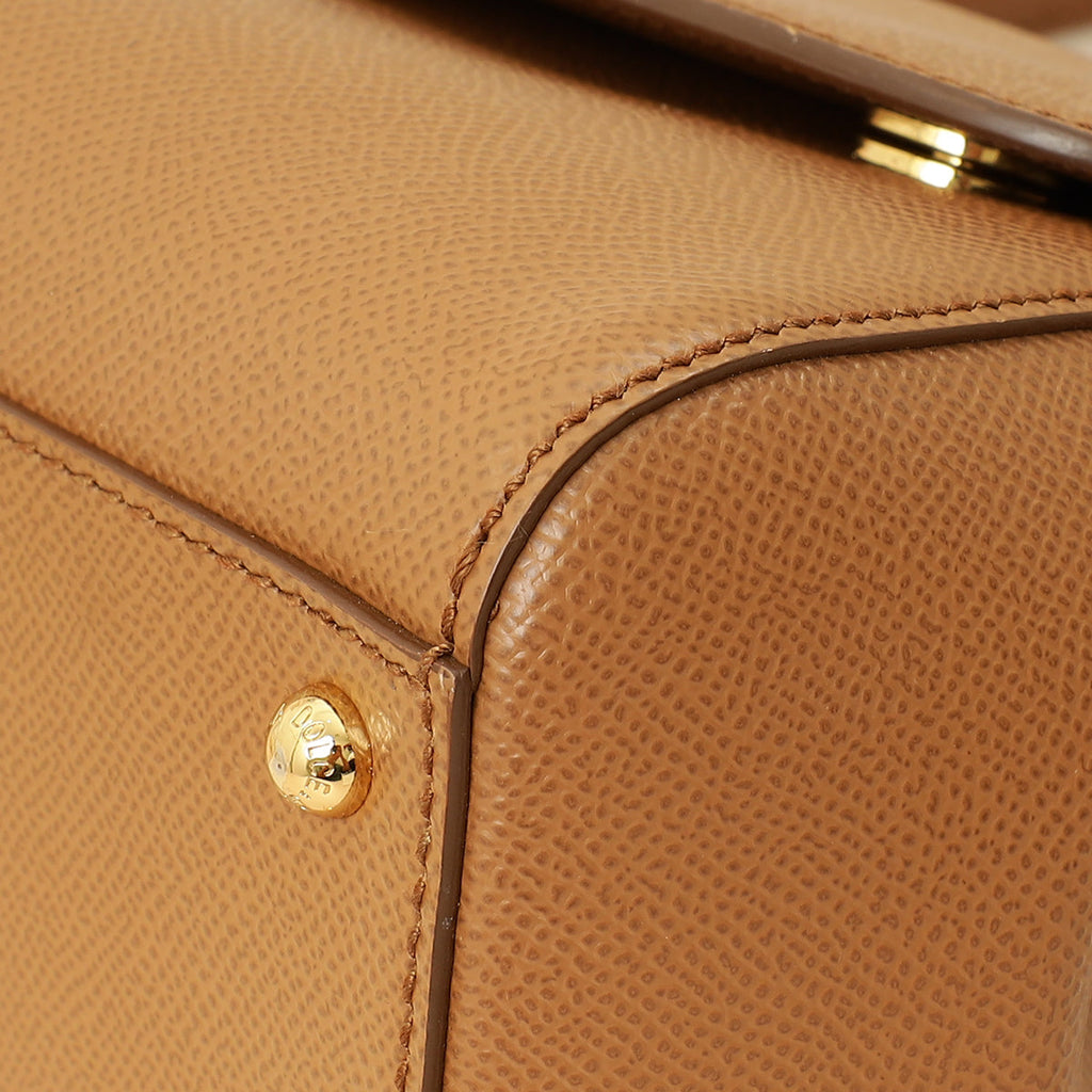Dolce & Gabbana Brown Sicily Dauphine Medium Flap Bag