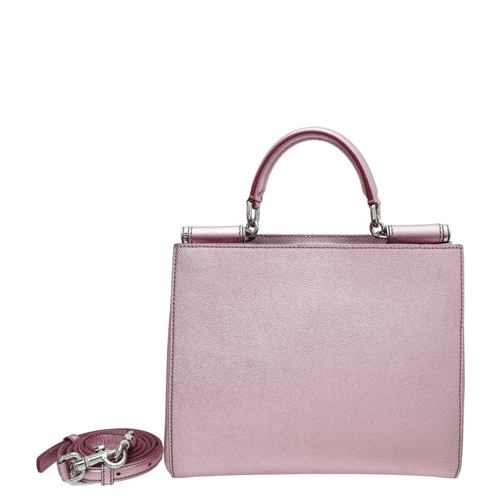 Dolce & Gabbana Metallic Mauve Sicily Shopper Medium Bag