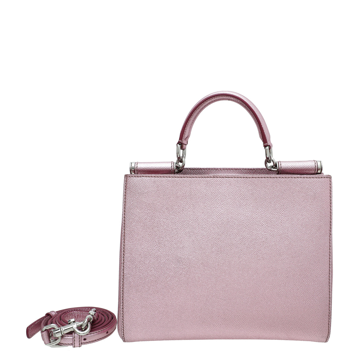 Dolce & Gabbana Metallic Mauve Sicily Shopper Medium Bag