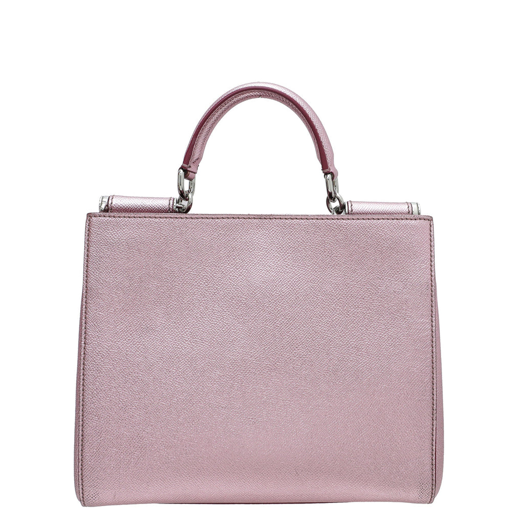Dolce & Gabbana Metallic Mauve Sicily Shopper Medium Bag