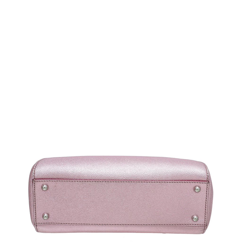 Dolce & Gabbana Metallic Mauve Sicily Shopper Medium Bag
