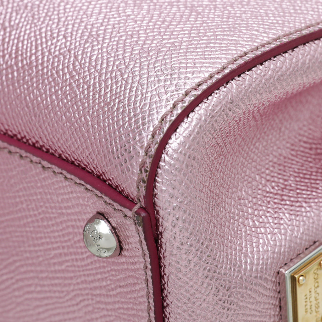 Dolce & Gabbana Metallic Mauve Sicily Shopper Medium Bag