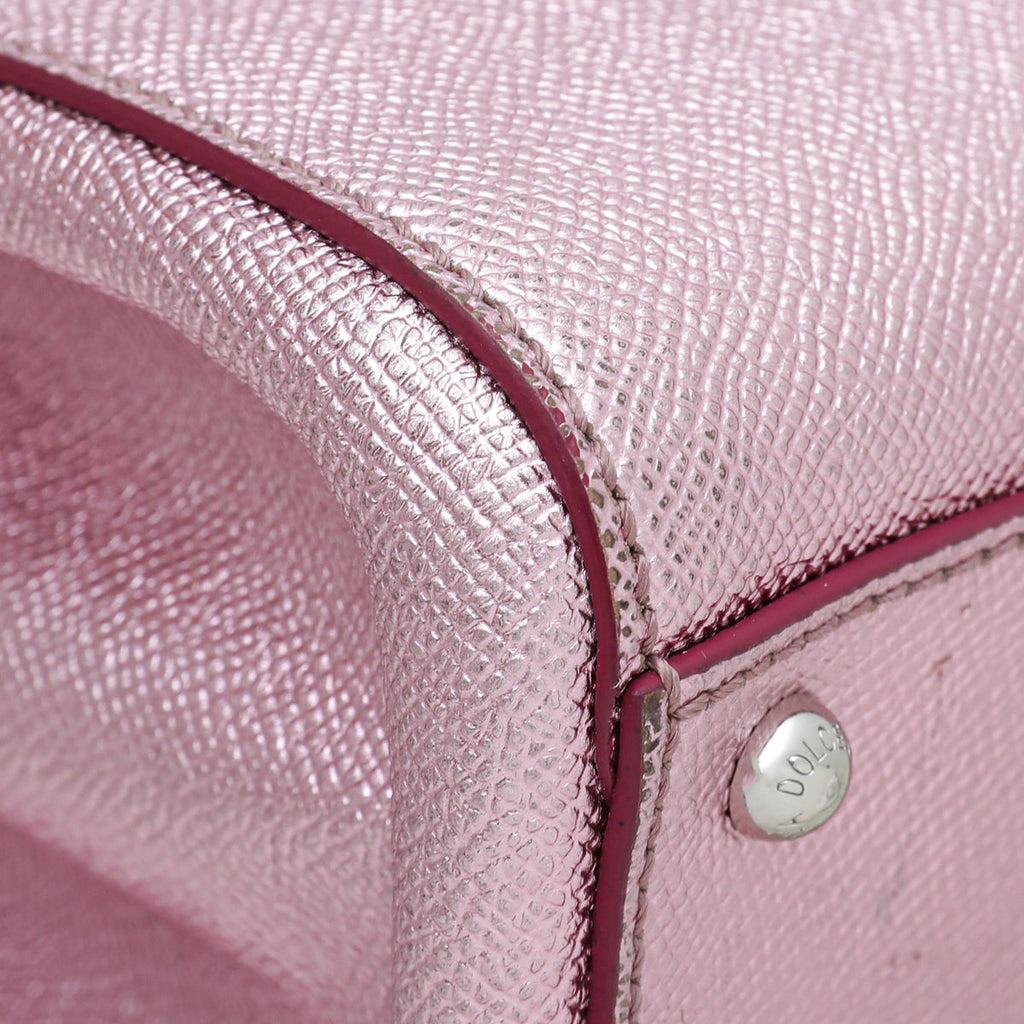 Dolce & Gabbana Metallic Mauve Sicily Shopper Medium Bag
