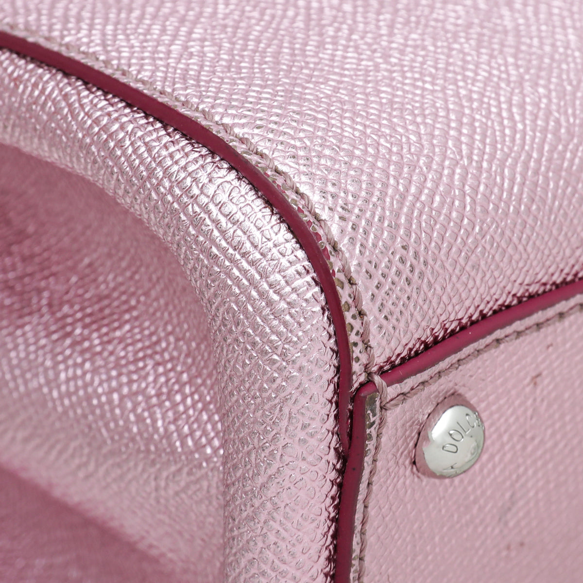 Dolce & Gabbana Metallic Mauve Sicily Shopper Medium Bag