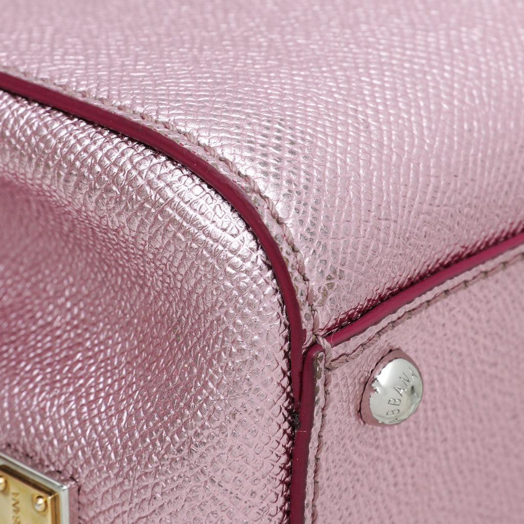 Dolce & Gabbana Metallic Mauve Sicily Shopper Medium Bag