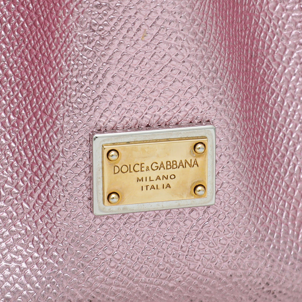 Dolce & Gabbana Metallic Mauve Sicily Shopper Medium Bag