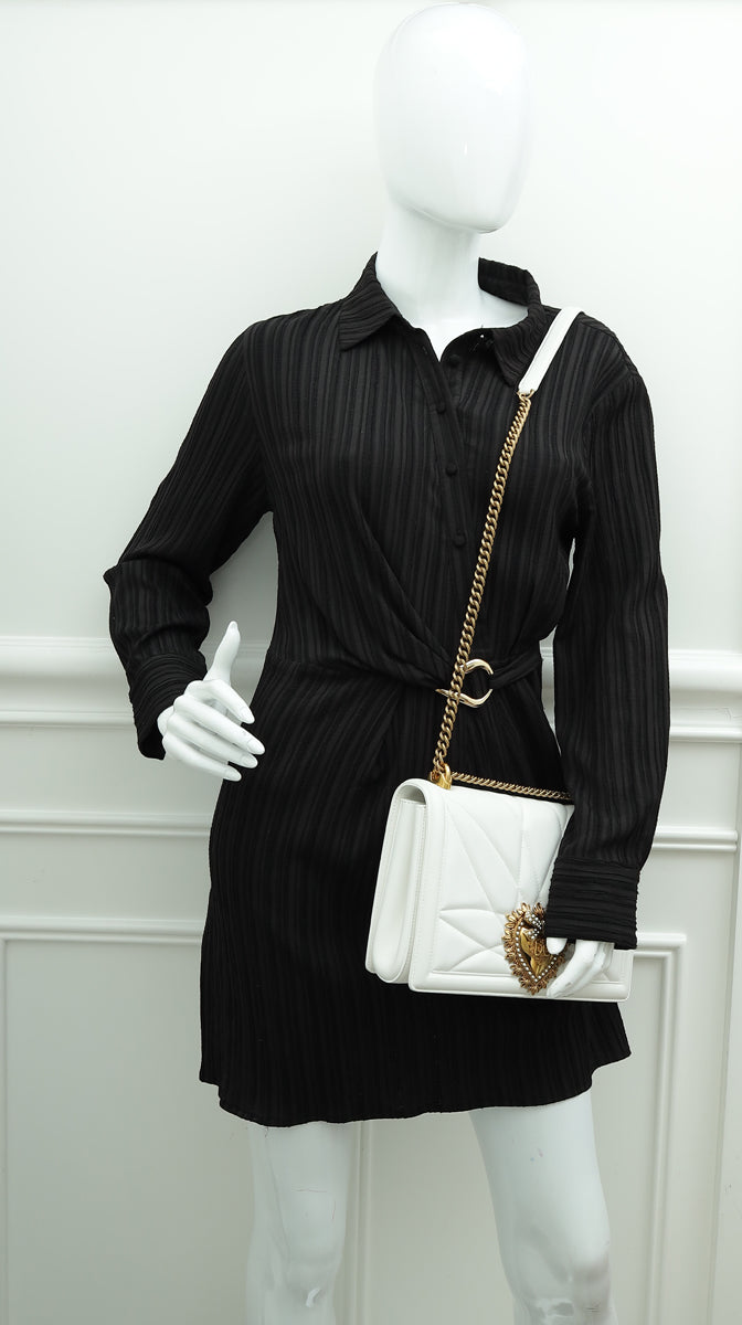 Dolce & Gabbana White Devotion Large Flap Chain Bag