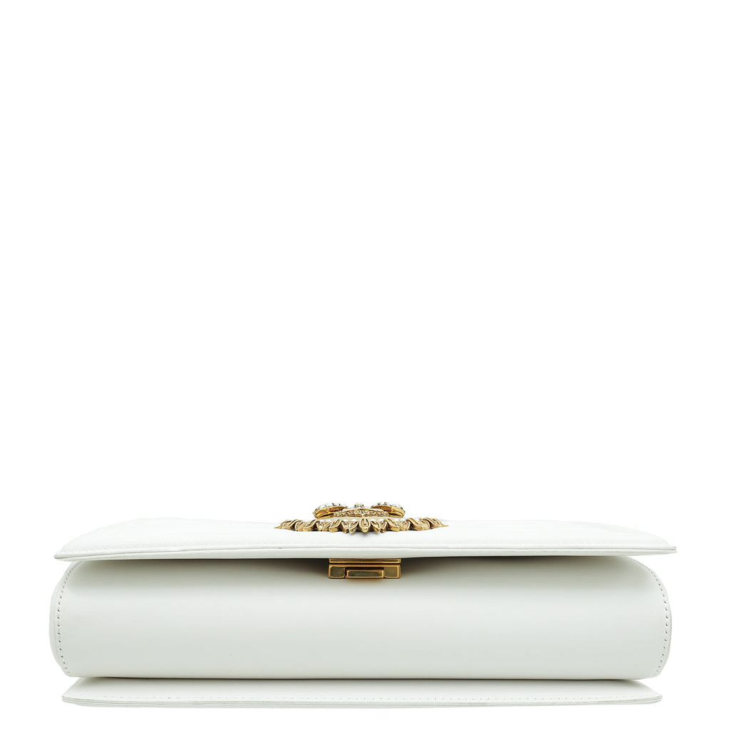 Dolce & Gabbana White Devotion Large Flap Chain Bag