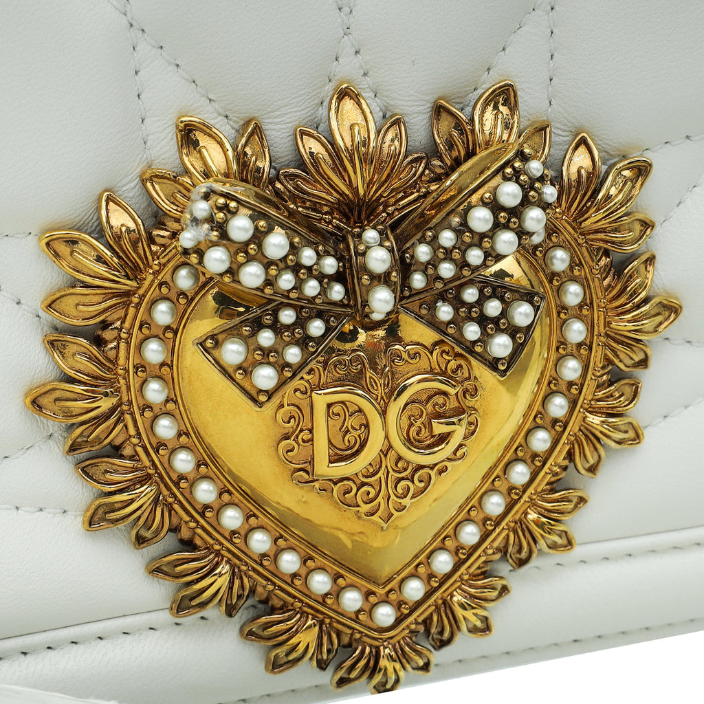 Dolce & Gabbana White Devotion Large Flap Chain Bag