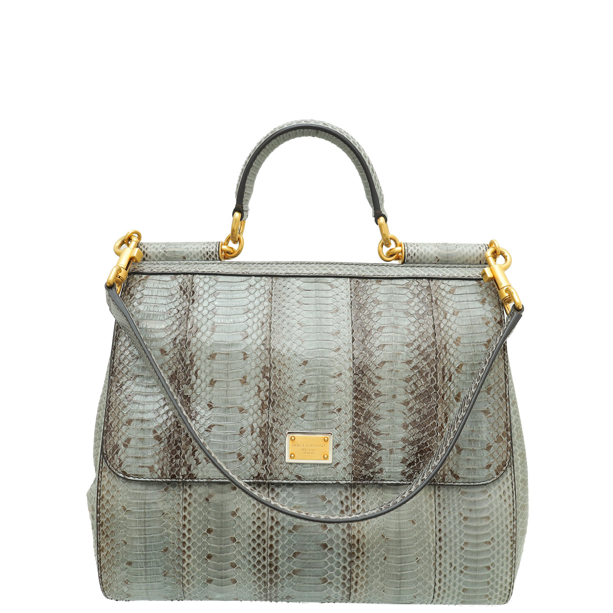 Dolce & Gabbana Grey Python Sicily Large Satchel Bag