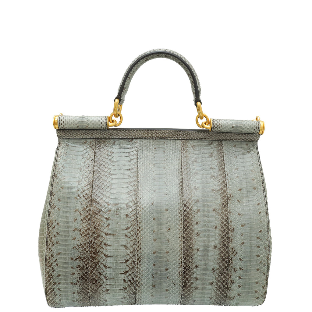 Dolce & Gabbana Grey Python Sicily Large Satchel Bag