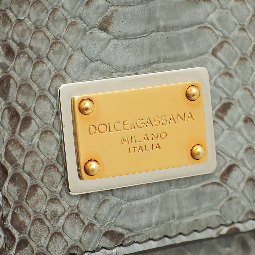 Dolce & Gabbana Grey Python Sicily Large Satchel Bag