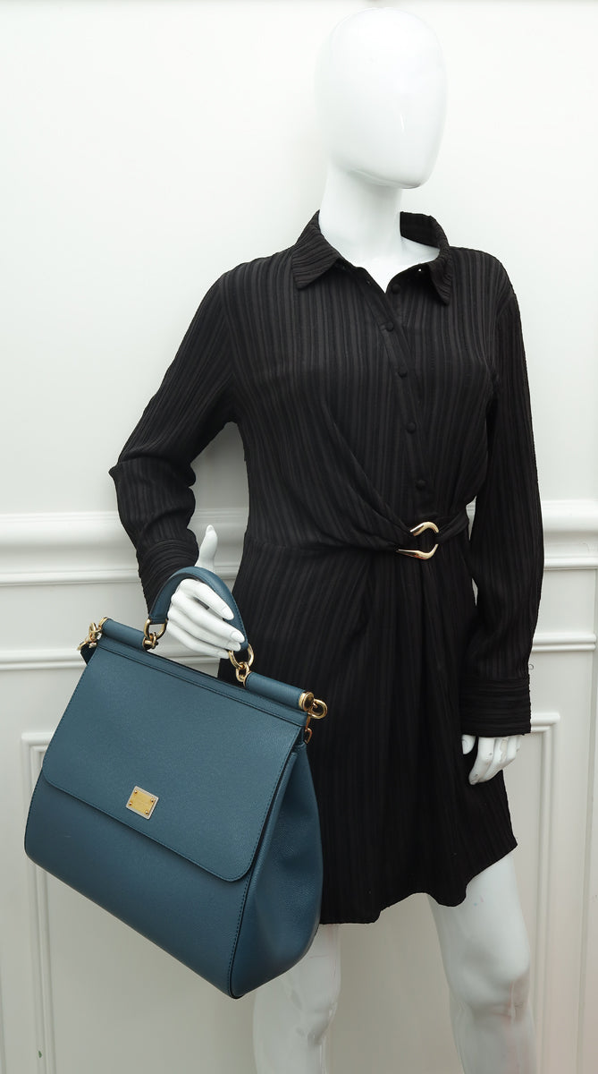 Dolce & Gabbana Slate Blue Dauphine Sicily Large Bag