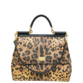Dolce & Gabbana Bicolor Leopard Print Sicily Large Bag
