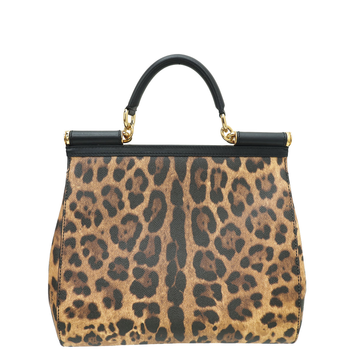 Dolce & Gabbana Bicolor Leopard Print Sicily Large Bag
