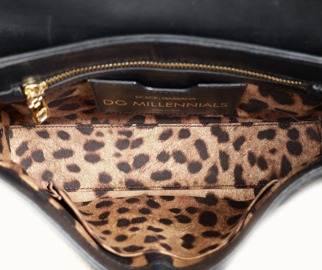 Dolce & Gabbana Black Millennials Python Flap Chain Bag