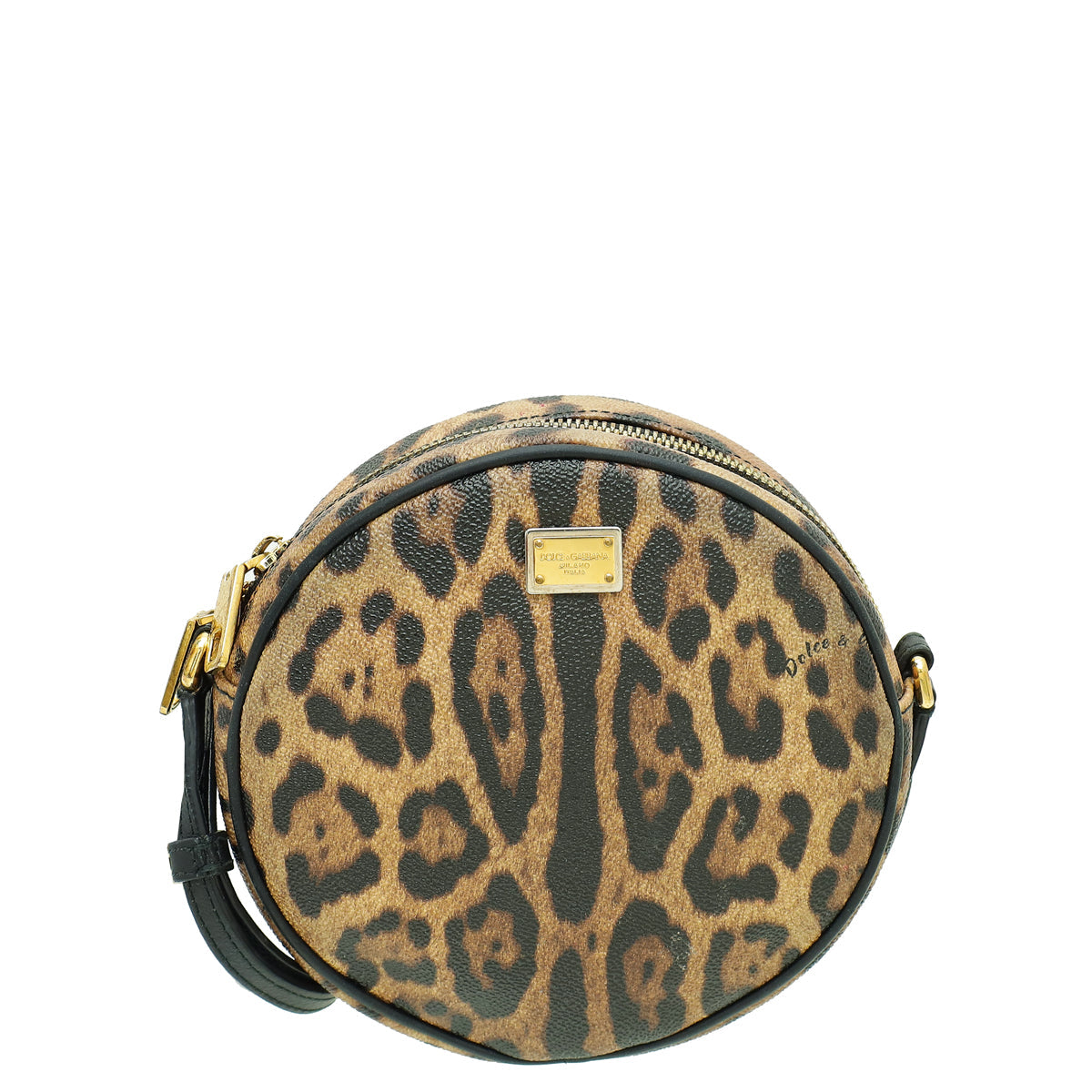 Dolce & Gabbana Bicolor Leopard Print Glam Round Crossbody Bag