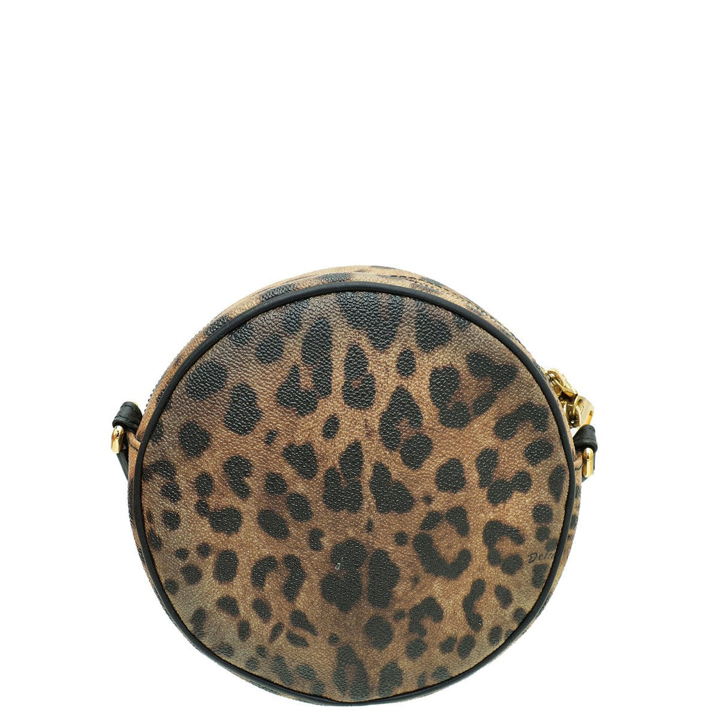 Dolce & Gabbana Bicolor Leopard Print Glam Round Crossbody Bag