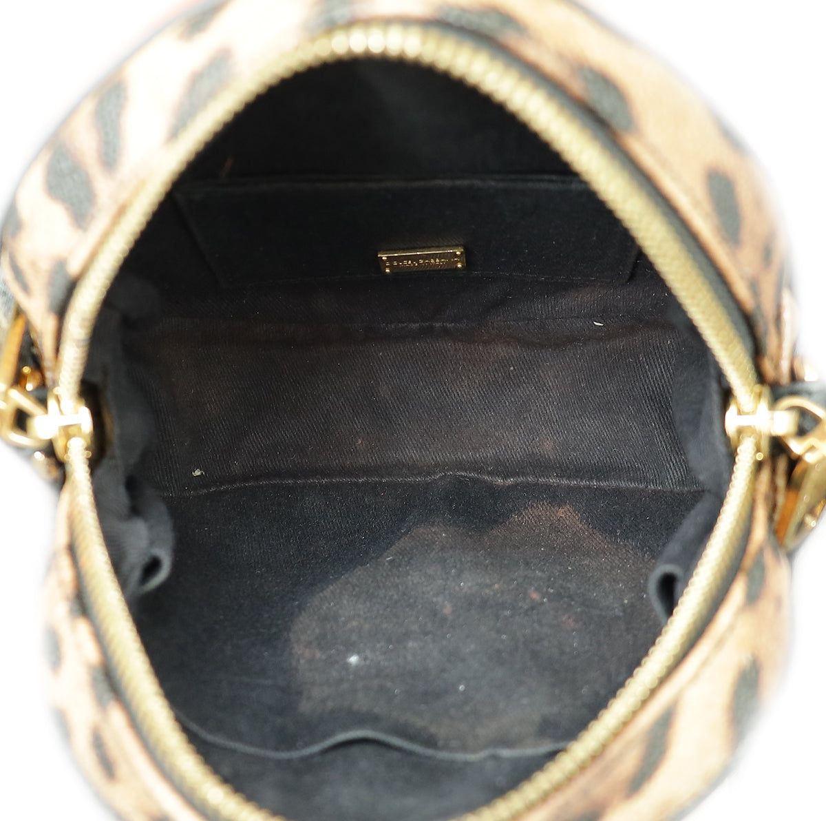 Dolce & Gabbana Bicolor Leopard Print Glam Round Crossbody Bag