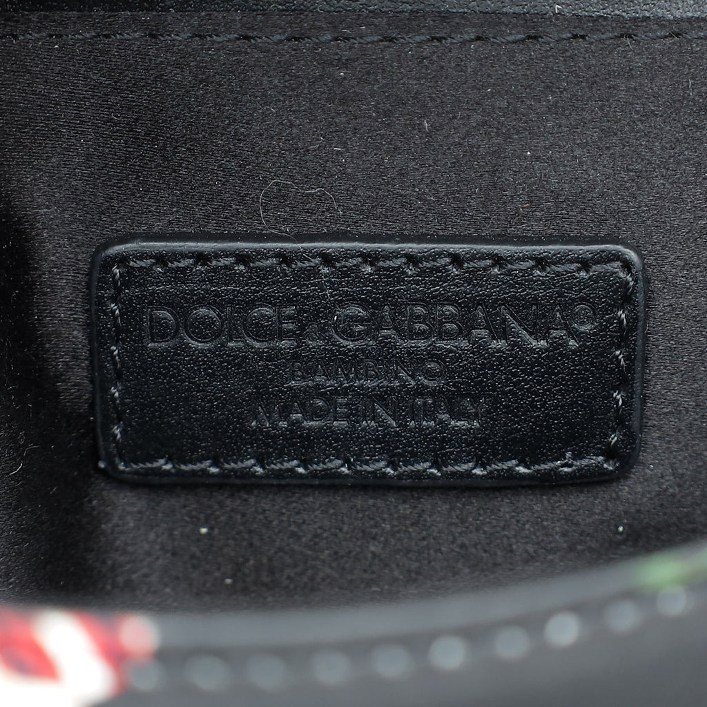Dolce & Gabbana Black Multicolor DG Floral Print Top Handle Bag