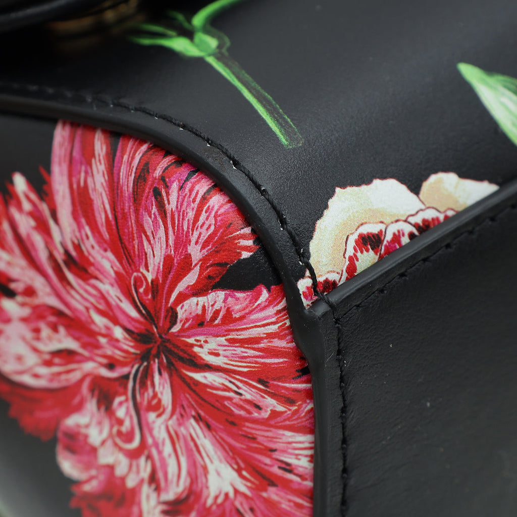 Dolce & Gabbana Black Multicolor DG Floral Print Top Handle Bag