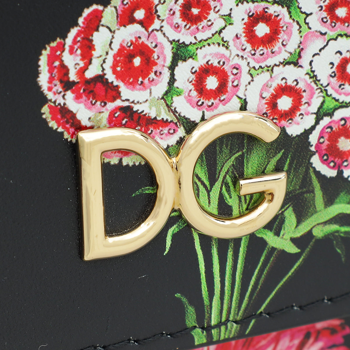 Dolce & Gabbana Black Multicolor DG Floral Print Top Handle Bag