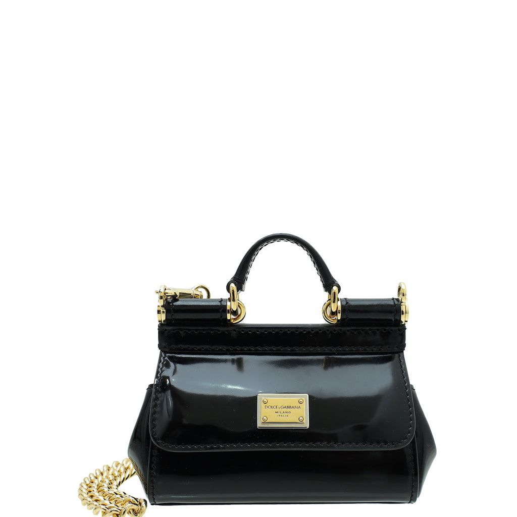 Dolce & Gabbana Black Kim Sicily Micro Crossbody Bag