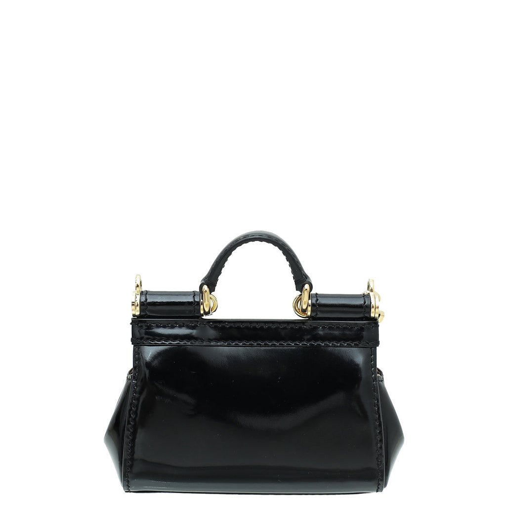 Dolce & Gabbana Black Kim Sicily Micro Crossbody Bag