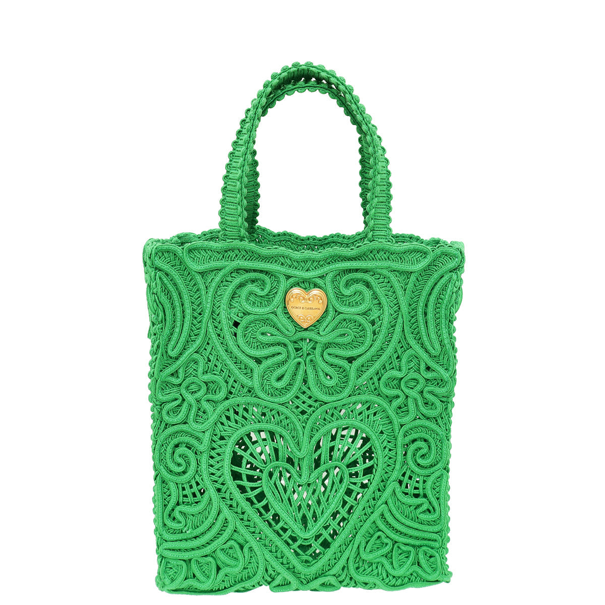 Dolce & Gabbana Green Small Cordonetto Lace Beatrice Tote Bag