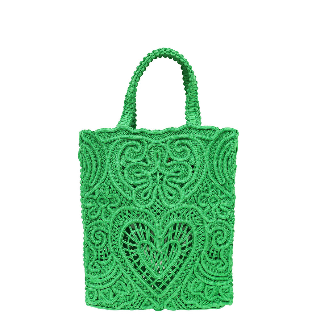 Dolce & Gabbana Green Small Cordonetto Lace Beatrice Tote Bag
