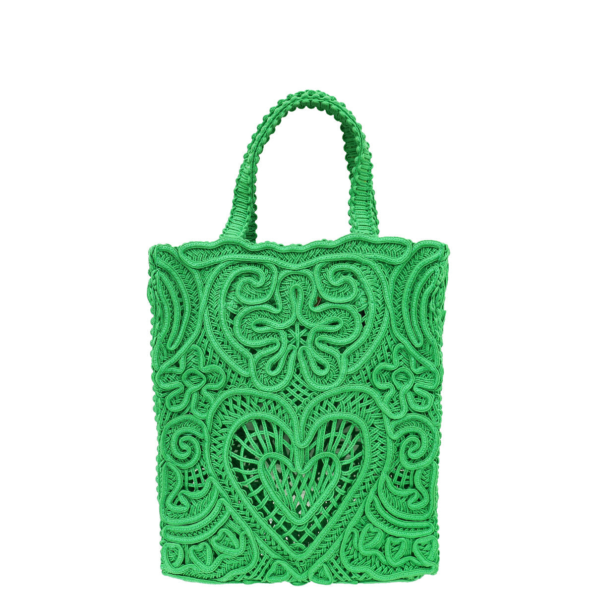 Dolce & Gabbana Green Small Cordonetto Lace Beatrice Tote Bag