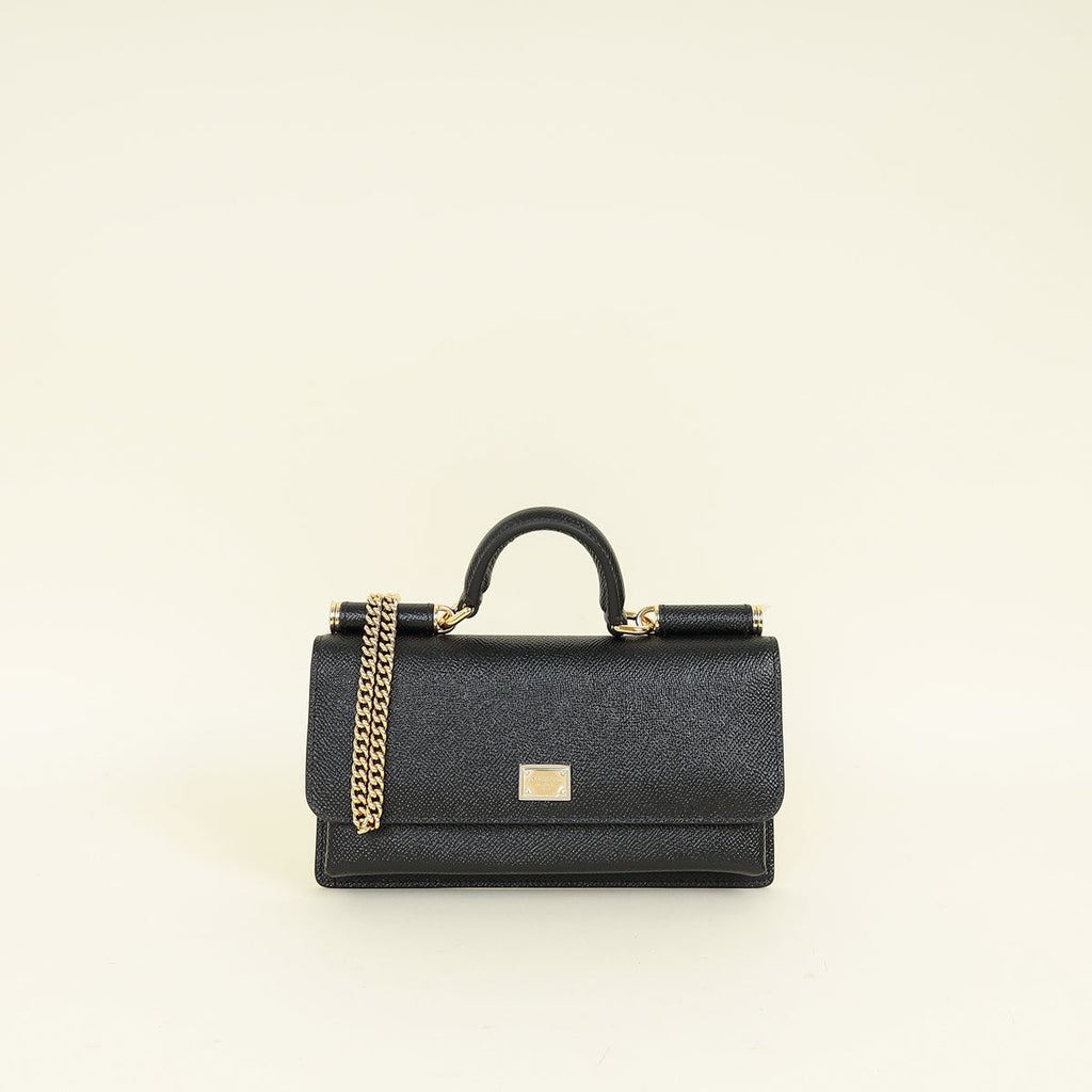 Dolce & Gabbana Black Sicily Phone Chain Bag