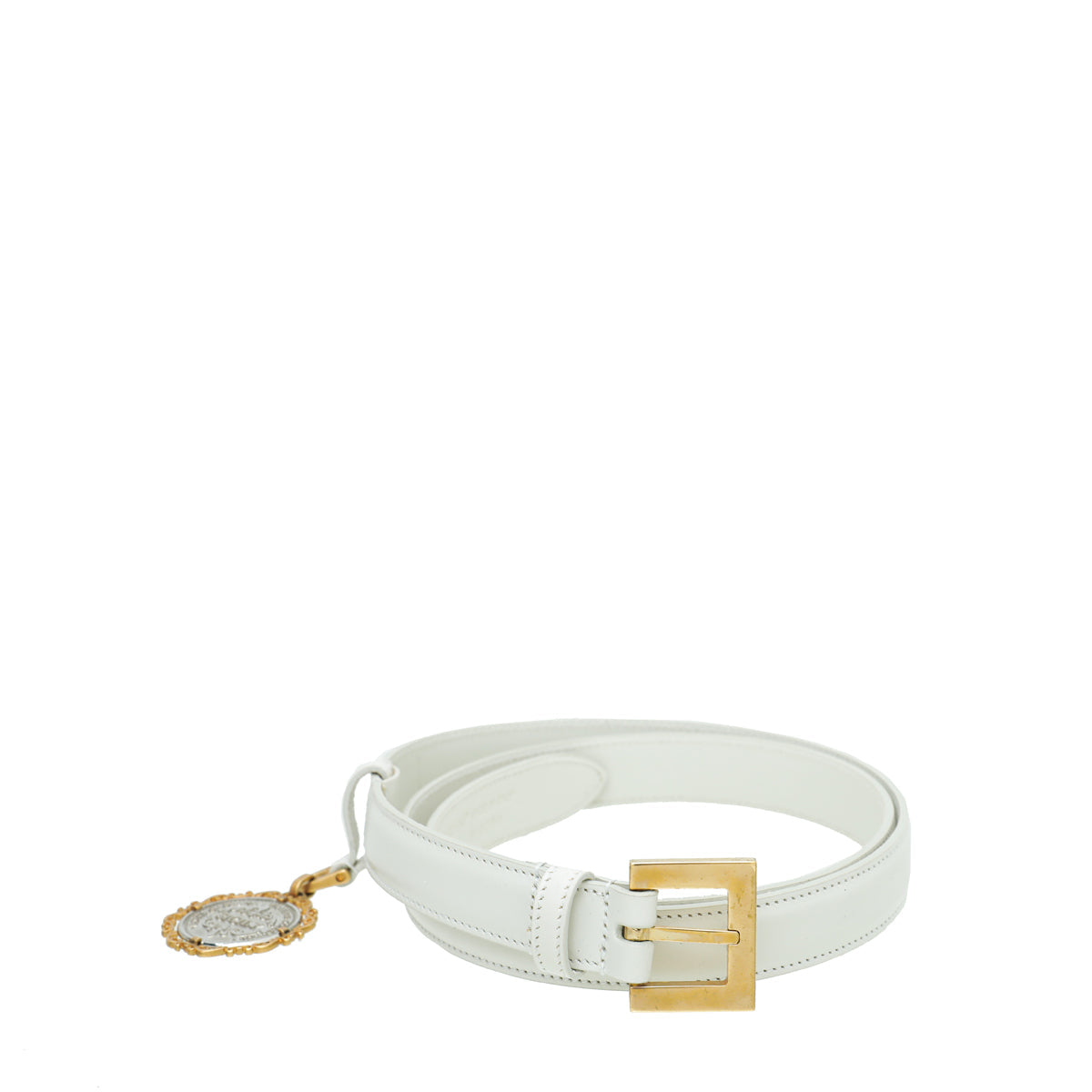 Dolce & Gabbana White Heritage Sicily Charm Belt