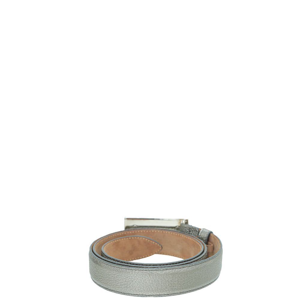 Dolce & Gabbana Metallic Silver Metal Logo Buckle Belt 32