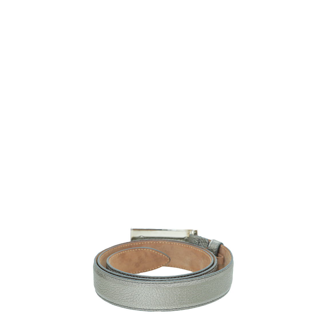 Dolce & Gabbana Metallic Silver Metal Logo Buckle Belt 32