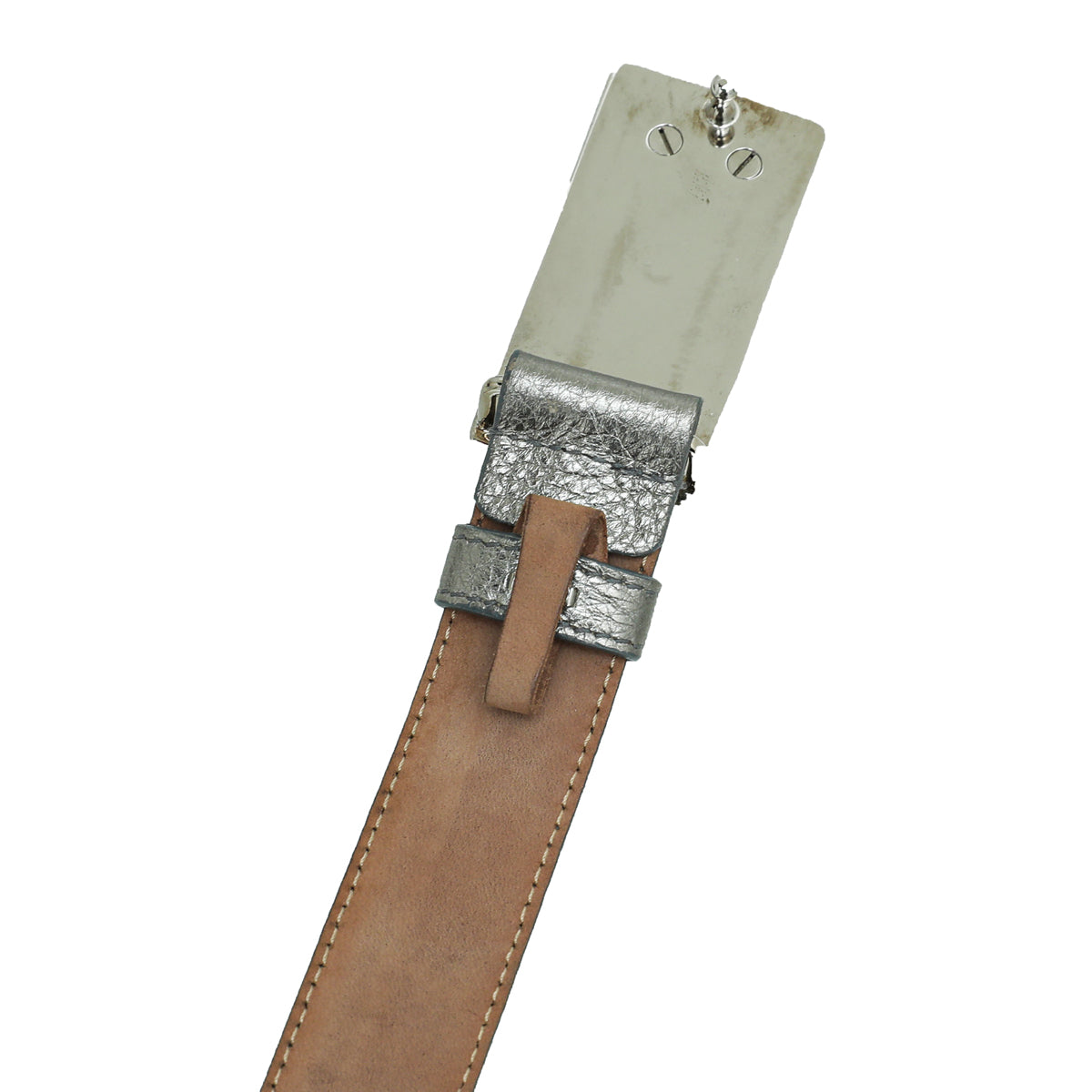 Dolce & Gabbana Metallic Silver Metal Logo Buckle Belt 32